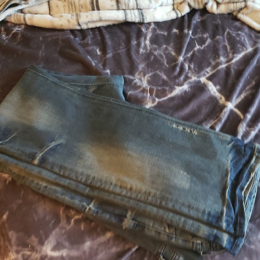 Heroes Motors Inc. Distressed Slim Denim Slim Stretch 38X32 Blue Jeans - Picture 9 of 14